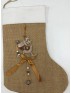 HESSIN STOCKING WITH WOODEN REINDEER  